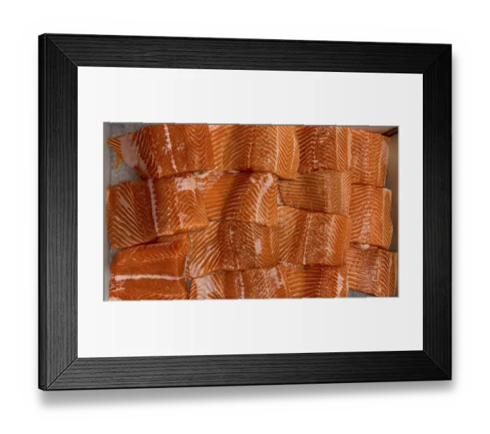Framed Print : Top view of salmon fish display at market Framed Print : Top view of salmon fish display at market