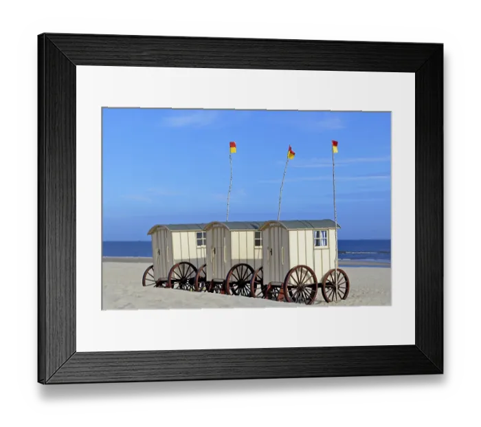 Framed Print : Dressing wagon at the bathing beach WeiBe Dune