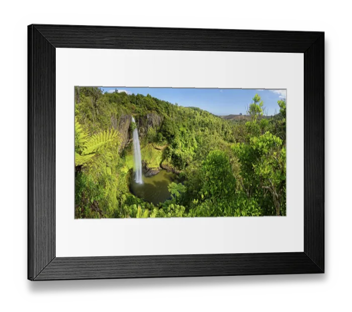 Framed Print : Wall of columnar basalt with waterfall Bridal Veil Falls