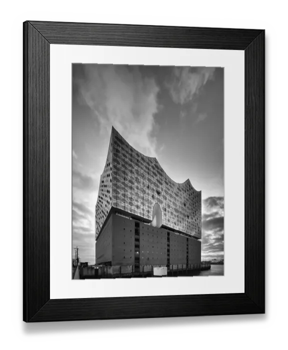 Framed Print : Glass facade of the Elbe Philharmonic Hall