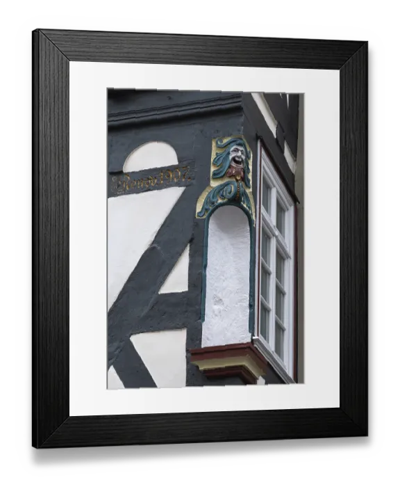 Framed Print : Decoration on half-timbered house