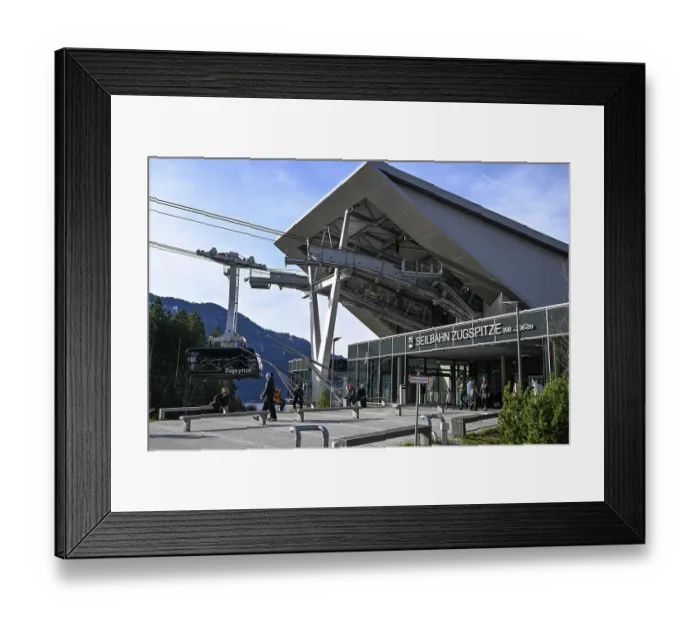 Framed Print : Valley station of the cable car to the Zugspitze (2962 m)