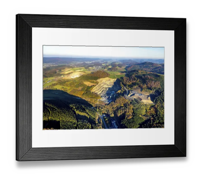 Framed Print : Aerial view, quarry WGU Berge am Kanzenberg Framed Print : Aerial view, quarry WGU Berge am Kanzenberg