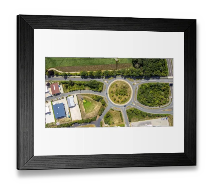 Framed Print : Aerial view, roundabout with 6 entrances