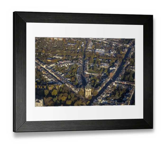 Framed Print : Aerial view, city view and water tower Viersener StraBe Framed Print : Aerial view, city view and water tower Viersener StraBe
