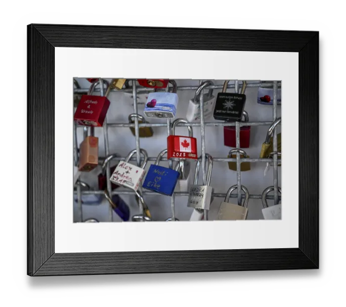 Framed Print : Love castles at the mountain station of the Zugspitz cable car