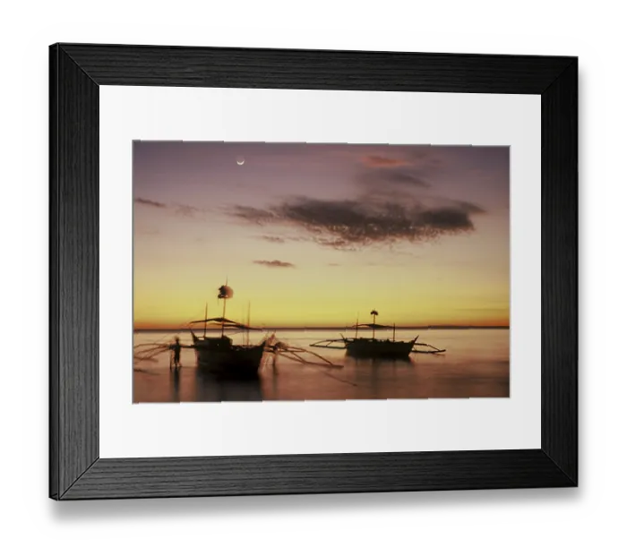 Framed Print : Fishing boats in sunset, deliberate long exposure Framed Print : Fishing boats in sunset, deliberate long exposure