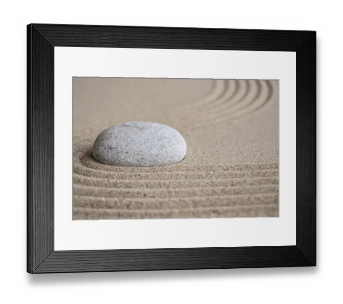 Framed Print : Stone on sand with customizable space for text or message Framed Print : Stone on sand with customizable space for text or message