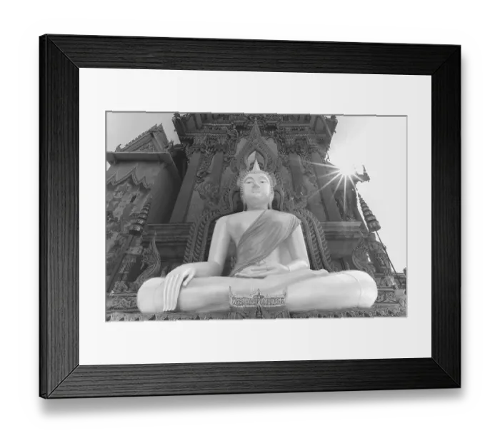 Framed Print : Buddha statue with tunic, Bhumispara mudra