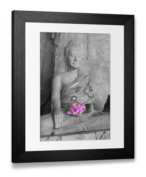 Framed Print : Sandstone Buddha statue, (Bhumispara mudra: Buddha Gautama at the moment of enlightenment) Framed Print : Sandstone Buddha statue, (Bhumispara mudra: Buddha Gautama at the moment of enlightenment)