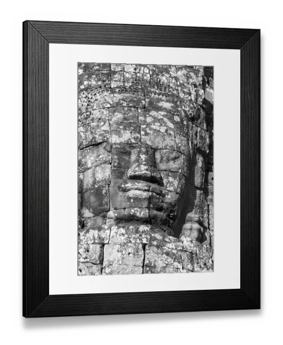 Framed Print : Huge stone-carved face of Bodhisattva Lokeshvara
