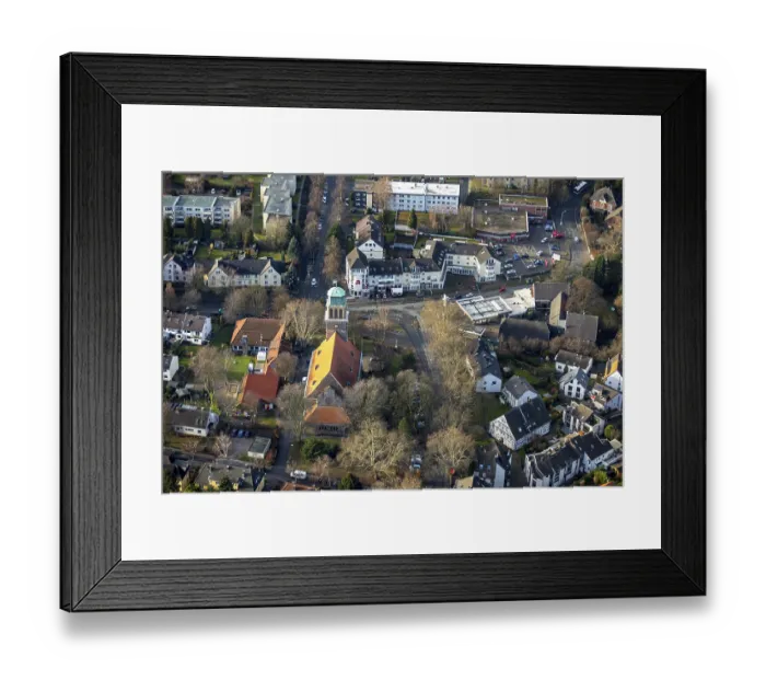 Framed Print : Aerial view, Protestant Church of the Redeemer Bochum Hiltrop