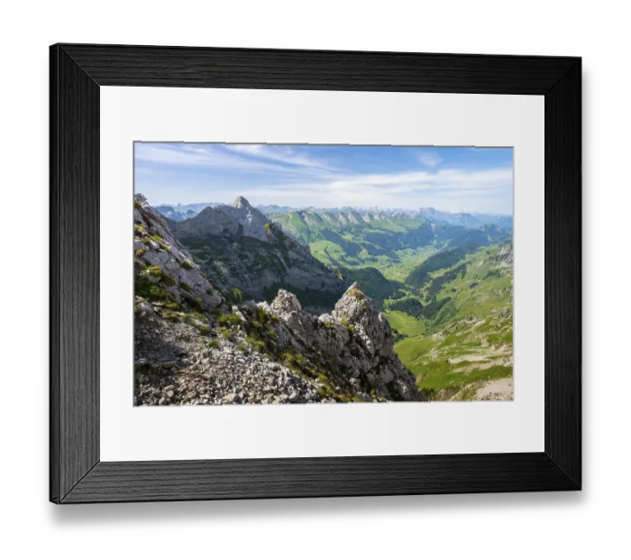 Framed Print : View from Lisengrad into Toggenburg with Churfirsten Framed Print : View from Lisengrad into Toggenburg with Churfirsten
