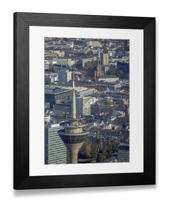 Framed Print : Aerial view, television tower in front of old town