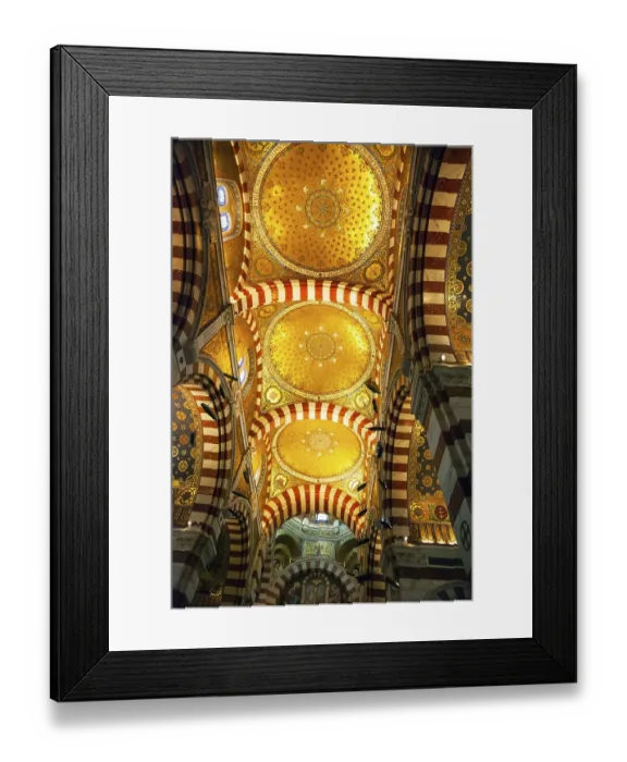Framed Print : Interior with golden mosaics of Notre Dame de la Garde cathedral