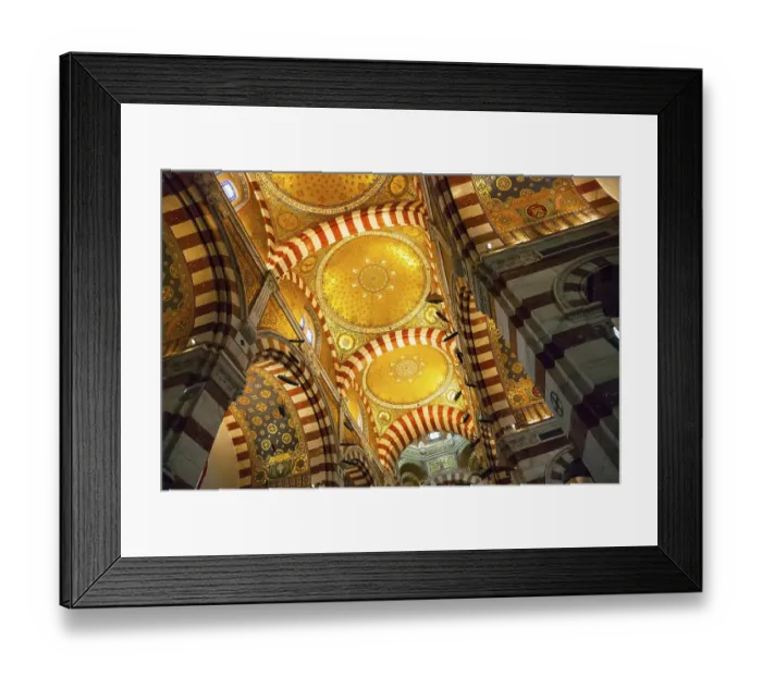Framed Print : Interior with golden mosaics of Notre Dame de la Garde cathedral