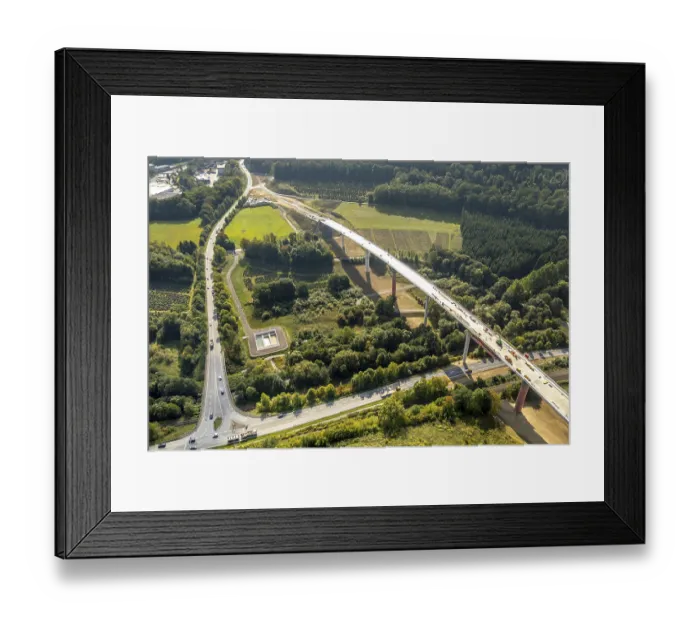 Framed Print : Aerial view, federal road B480 construction site between Dumel and Brigge