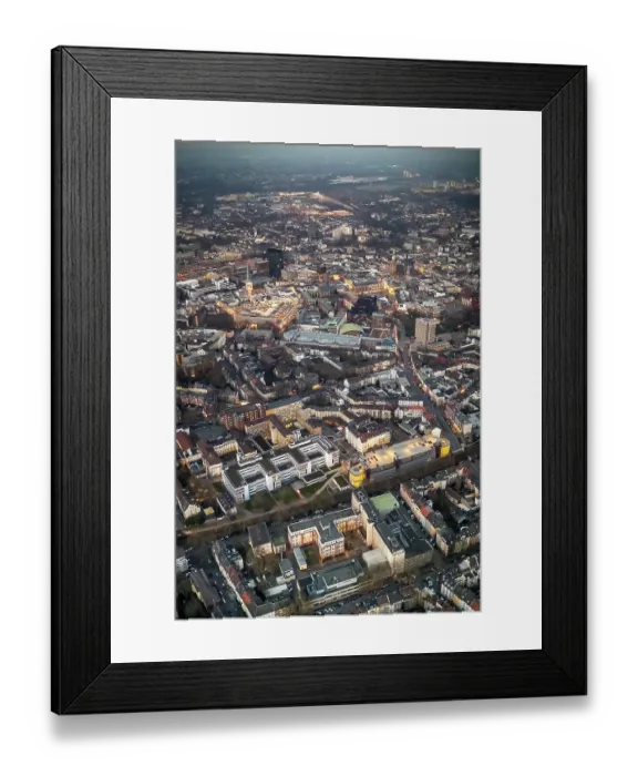 Framed Print : View of Dortmund city center with the Dortmund Wall at dusk Framed Print : View of Dortmund city center with the Dortmund Wall at dusk