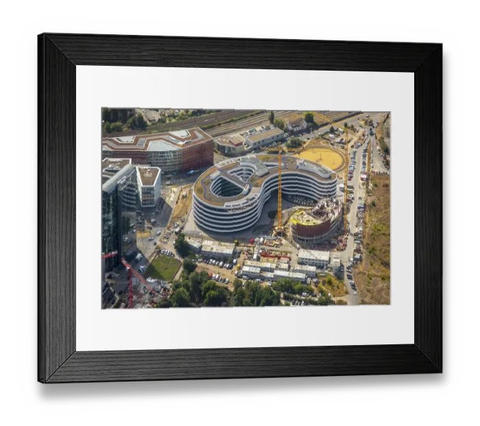 Framed Print : Construction site for the new TRIVAGO headquarters on KesselstraBe in the media port in Dusseldorf