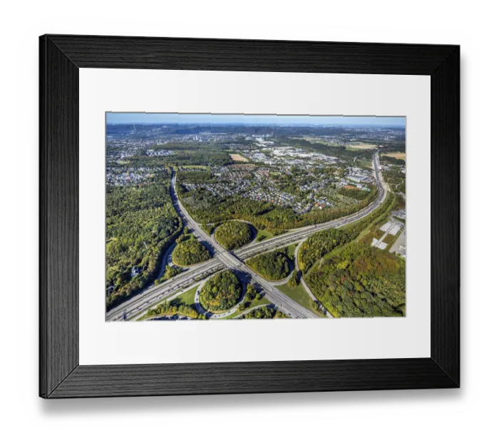 Framed Print : Aerial view, Hagen junction A45