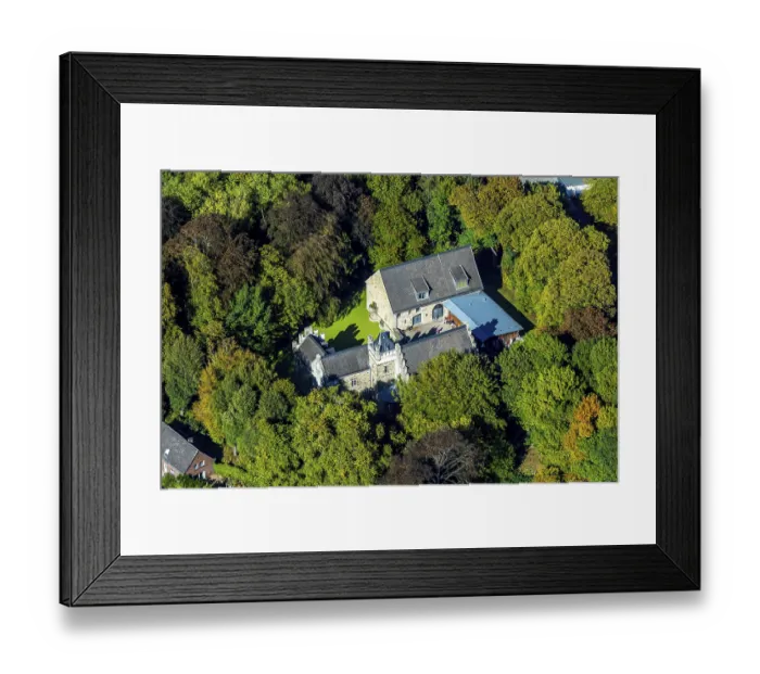 Framed Print : Aerial view, Wasserschloss Werdringen museum Framed Print : Aerial view, Wasserschloss Werdringen museum