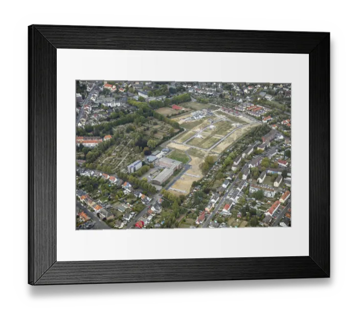 Framed Print : Aerial view, Hammer Suden building area