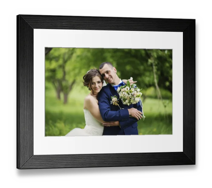 Framed Print : Young lovely and cheerfull wedding couple walking at the park