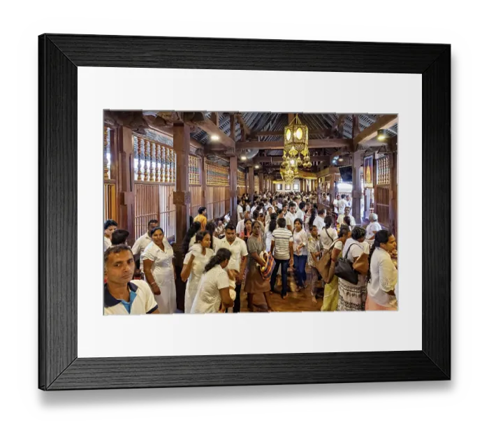 Framed Print : Large crowd in an interior decorated with wooden beams at a meeting