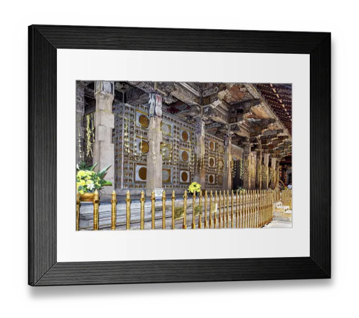 Framed Print : Richly decorated temple structure with ornate columns