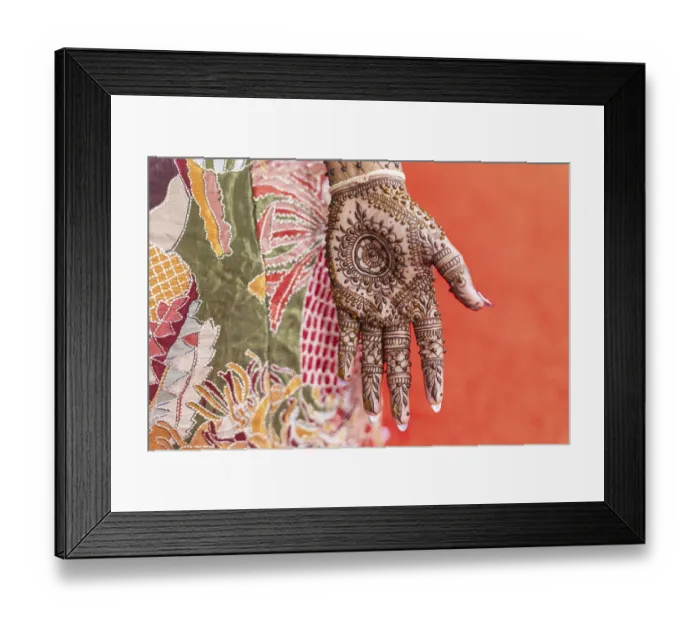 Framed Print : This image showcases the beautiful henna design on a hand