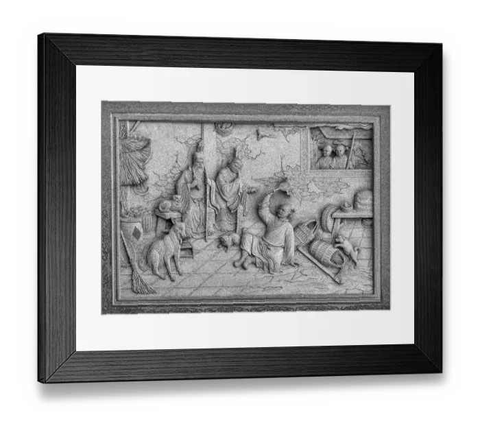 Framed Print : Chinese tale carving at temple, Taiwan, Asia Framed Print : Chinese tale carving at temple, Taiwan, Asia