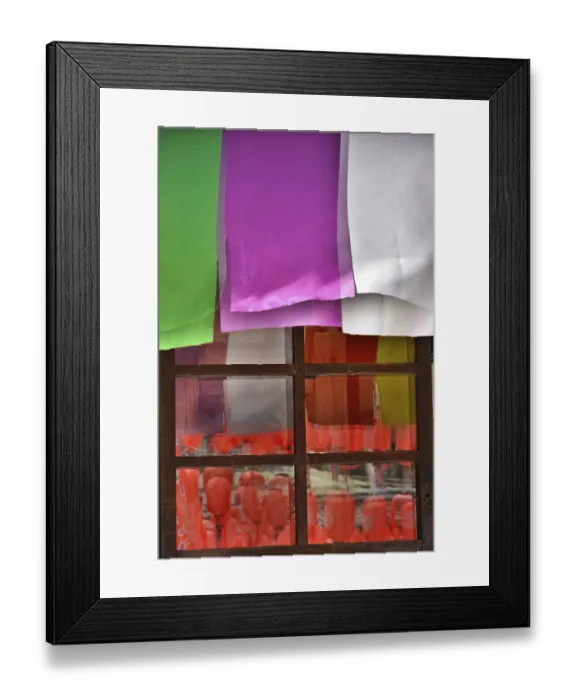 Framed Print : Colorful window at Ji-an Keishuin temple