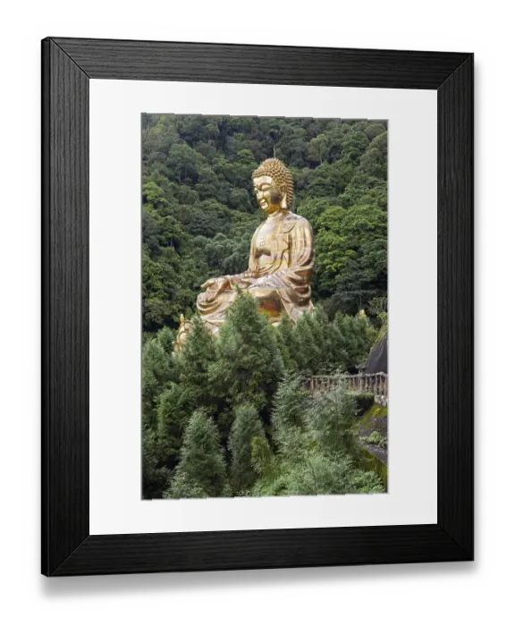 Framed Print : Giant copper buddha statue, shot at Jeng De temple