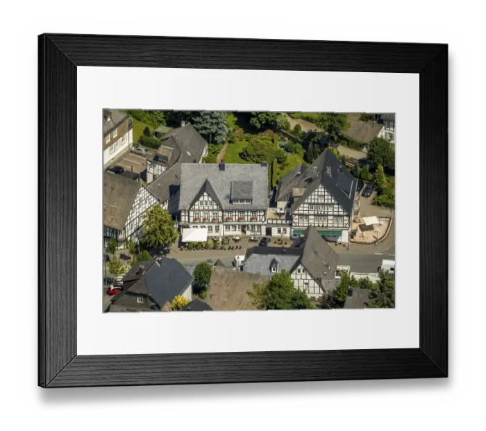 Framed Print : Main street Bad Fredeburg, half-timbered houses Framed Print : Main street Bad Fredeburg, half-timbered houses