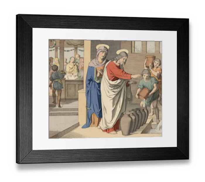 Framed Print : Biblical story, Jesus, first miracle at Cana