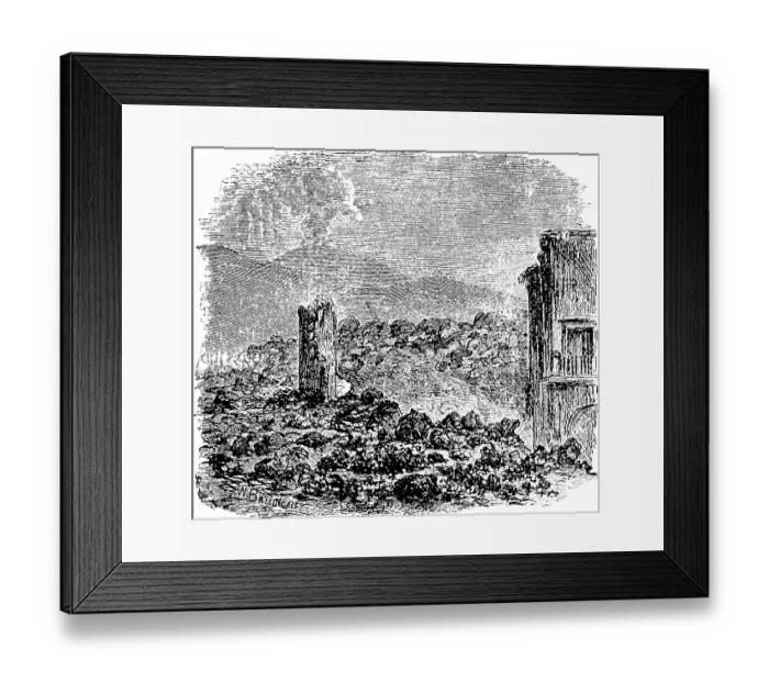 Framed Print : Houses buried by the lava of the Vesuvius volcano