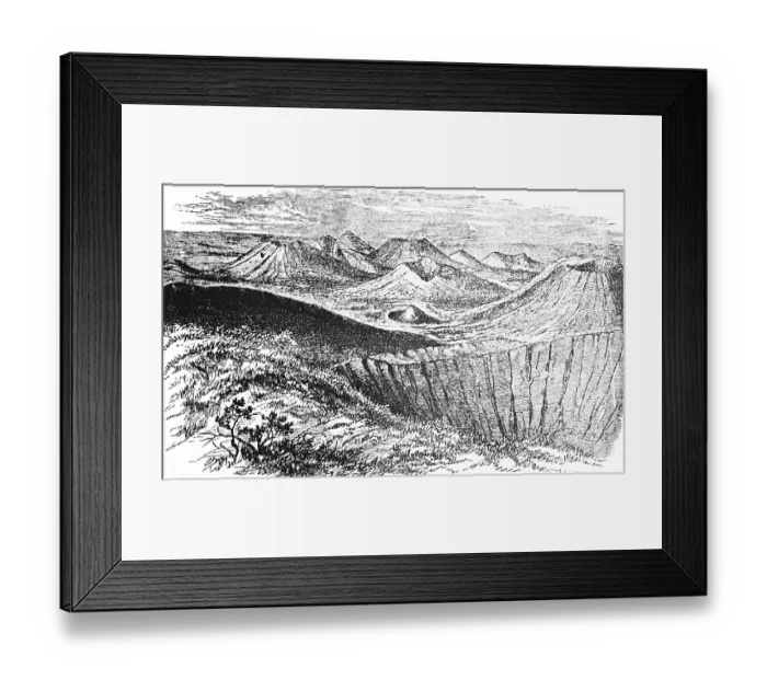 Framed Print : Volcanic craters and tuff cones in Auvergne