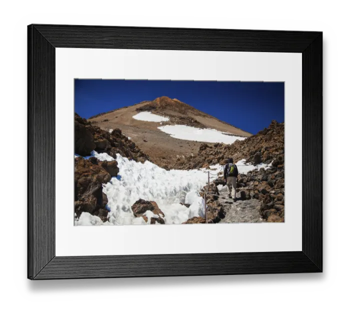 Framed Print : Man hiking on volcano Teide in Tenerife