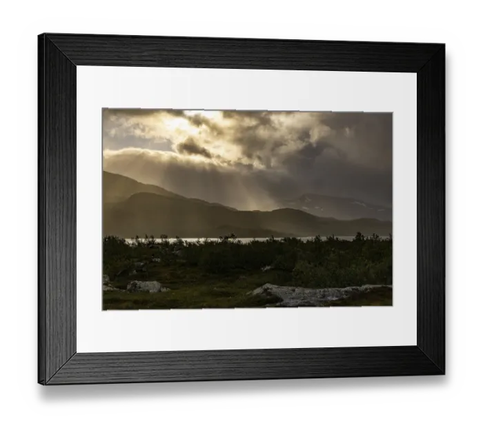 Framed Print : Hiking to the upper fall of Stora Sjofellet waterfalls