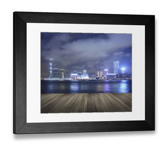 Framed Print : Cityscape of Victoria harbor in the night in Hong Kong
