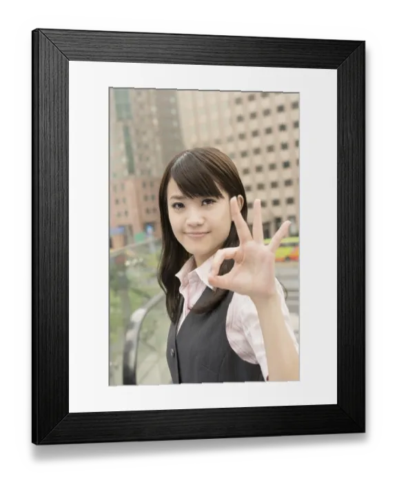 Framed Print : Business woman give you an Ok sign