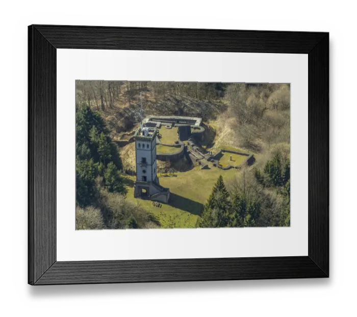 Framed Print : Eisenberg Castle is the ruin of a hill castle near Goldhausen in Korbach Framed Print : Eisenberg Castle is the ruin of a hill castle near Goldhausen in Korbach