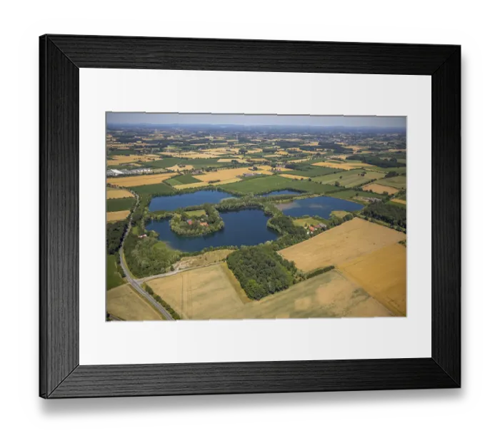 Framed Print : Aerial view, quarry lake between Liesborn and Wadersloh