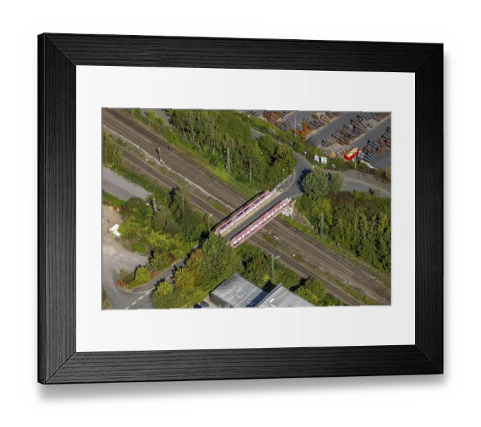 Framed Print : Aerial view, bridge over railway tracks