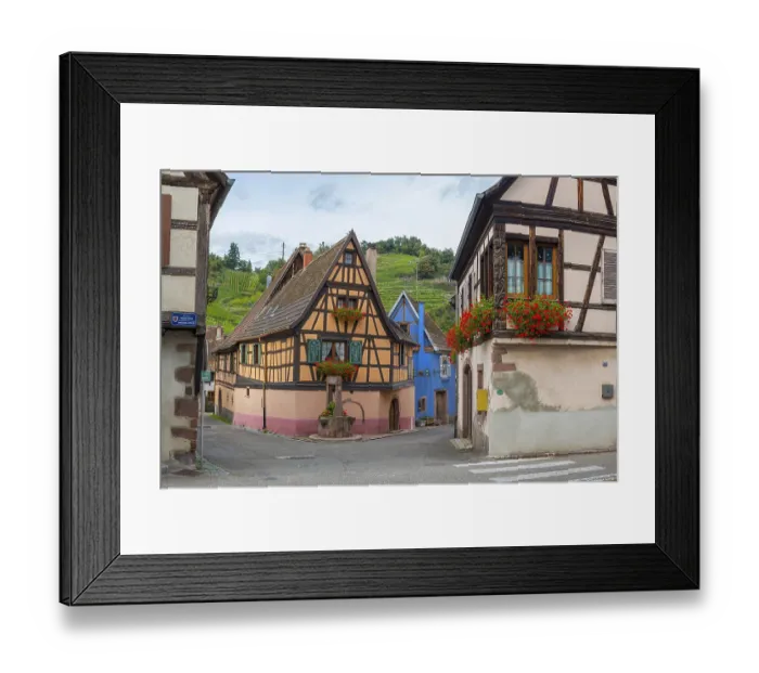 Framed Print : Half-timbered houses passing through Niedermorschwihr