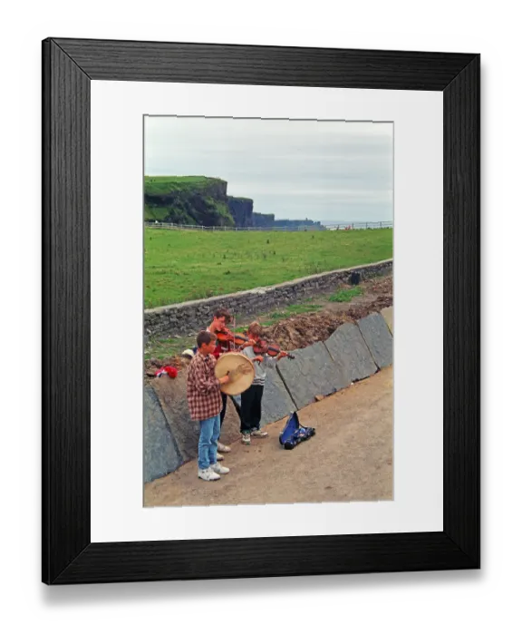 Framed Print : Children making music, Cliffs of Moher