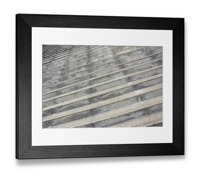 Framed Print : Scenic of clean stone stairway in public places with nobody