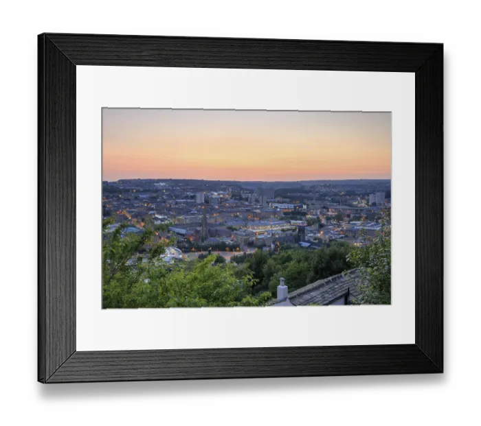 Framed Print : Halifax town at sunset, West Yorkshire England Framed Print : Halifax town at sunset, West Yorkshire England