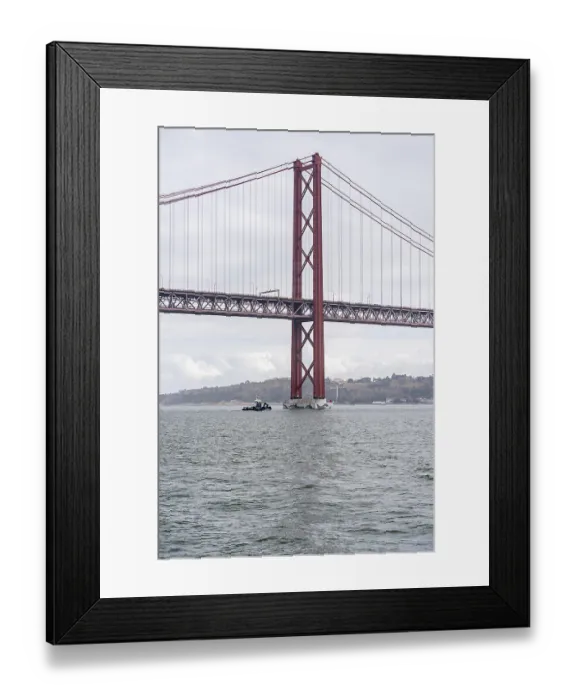 Framed Print : The Ponte 25 de Abril, 3.2 km long bridge in Portugal with a 2278 meter long suspension bridge across the Tagus Framed Print : The Ponte 25 de Abril, 3.2 km long bridge in Portugal with a 2278 meter long suspension bridge across the Tagus