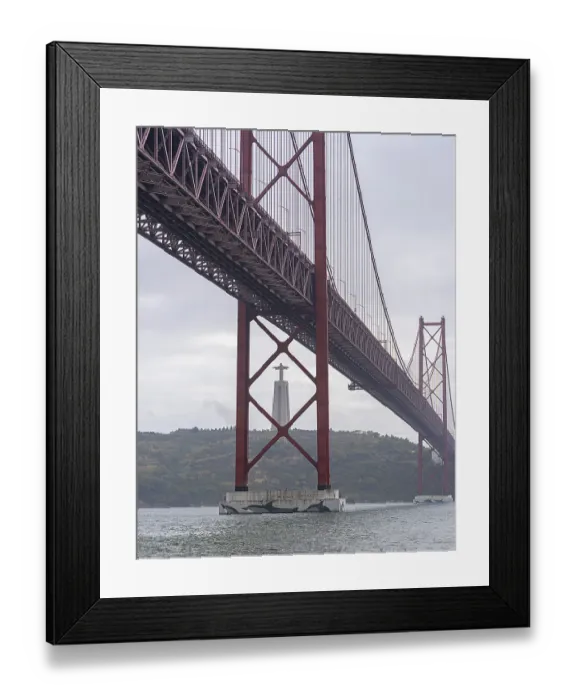 Framed Print : The Ponte 25 de Abril, 3.2 km long bridge in Portugal with a 2278 meter long suspension bridge across the Tagus